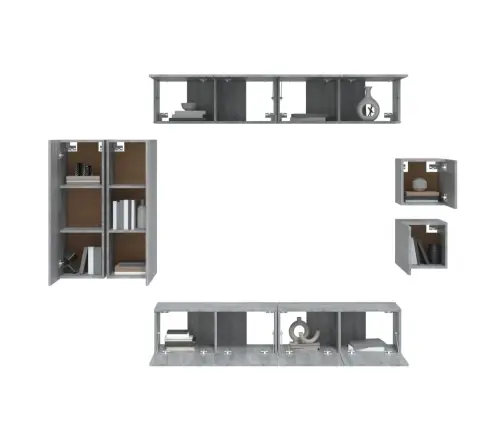 8-Osaline Telerikappide Komplekt, Hall Sonoma Tamm, Tehispuit