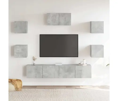 7-Daļīgs Tv Skapīšu Komplekts, Betona Pelēks, Inženierijas Koks Vidaxl