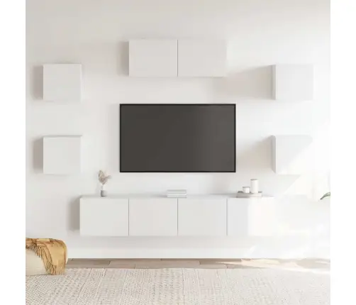 7-Daļīgs Tv Skapīšu Komplekts, Inženierijas Koks, Balts Vidaxl