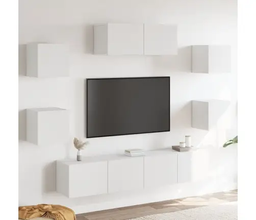 7-Daļīgs Tv Skapīšu Komplekts, Inženierijas Koks, Balts Vidaxl