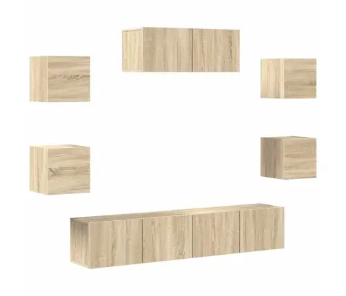 Televizoriaus Spintelių Komplektas, 7 Dalių, Ąžuolo, Mediena