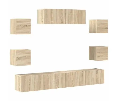 7-Osaline Telerikappide Komplekt, Sonoma Tamm, Tehispuit