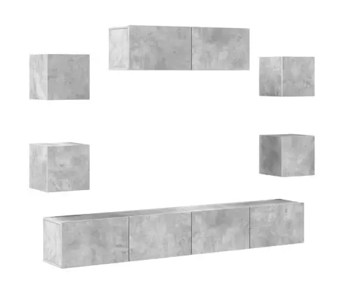 7-Daļīgs Tv Skapīšu Komplekts, Betona Pelēks, Inženierijas Koks Vidaxl