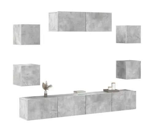 7-Daļīgs Tv Skapīšu Komplekts, Betona Pelēks, Inženierijas Koks Vidaxl