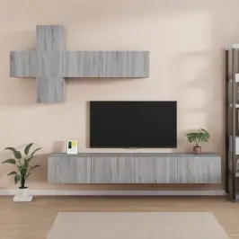 7-Daļīgs Tv Skapīšu Komplekts, Pelēka Ozola, Inženierijas Koks Vidaxl