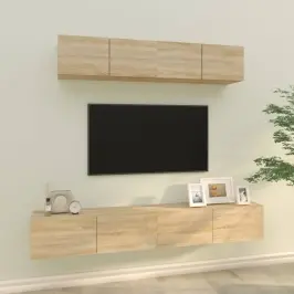 4-Daļīgs Tv Skapīšu Komplekts, Ozola Krāsa, Inženierijas Koks Vidaxl