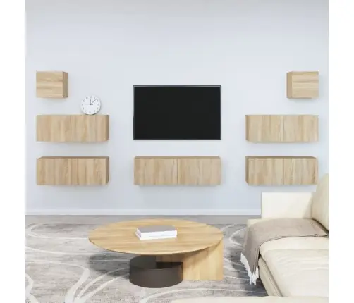 7-Daļīgs Tv Skapīšu Komplekts, Ozola Krāsa, Inženierijas Koks Vidaxl