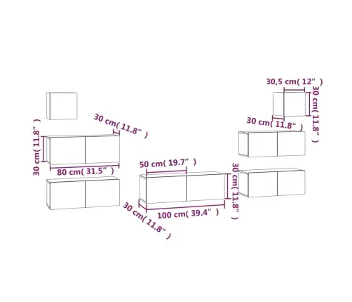 7-Daļīgs Tv Skapīšu Komplekts, Betona Pelēks, Inženierijas Koks Vidaxl 7-Daļīgs Tv Skapīšu Komplekts, Betona Pelēks, Inženierijas Koks Vidaxl