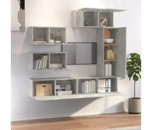 6-Daļīgs Tv Skapīšu Komplekts, Betona Pelēks, Inženierijas Koks Vidaxl