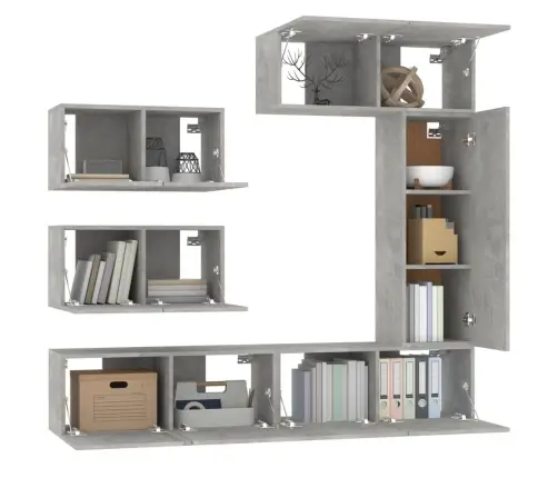 6-Daļīgs Tv Skapīšu Komplekts, Betona Pelēks, Inženierijas Koks Vidaxl