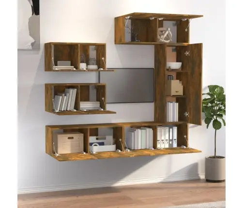 6-Osaline Telerikappide Komplekt, Suitsutatud Tamm, Tehispuit