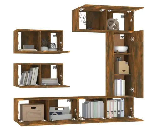 6-Osaline Telerikappide Komplekt, Suitsutatud Tamm, Tehispuit