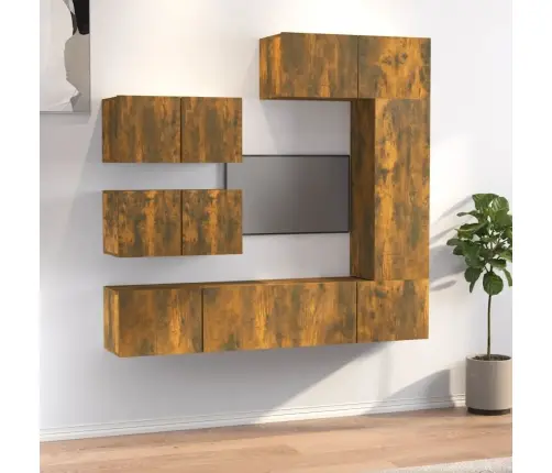 6-Osaline Telerikappide Komplekt, Suitsutatud Tamm, Tehispuit