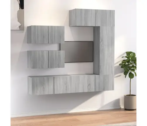 6-Osaline Telerikappide Komplekt, Hall Sonoma Tamm, Tehispuit