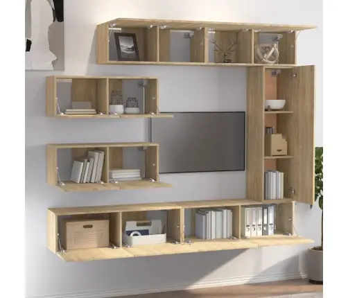 7-Daļīgs Tv Skapīšu Komplekts, Ozola Krāsa, Inženierijas Koks Vidaxl
