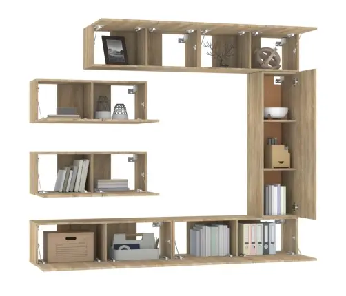 7-Daļīgs Tv Skapīšu Komplekts, Ozola Krāsa, Inženierijas Koks Vidaxl