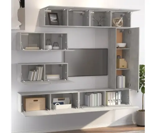 7-Daļīgs Tv Skapīšu Komplekts, Betona Pelēks, Inženierijas Koks Vidaxl