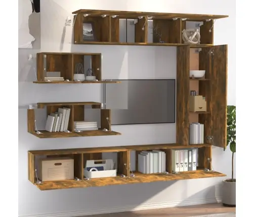 7-Daļīgs Tv Skapīšu Komplekts, Ozola Krāsa, Inženierijas Koks Vidaxl