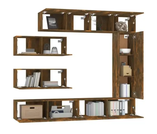 7-Daļīgs Tv Skapīšu Komplekts, Ozola Krāsa, Inženierijas Koks Vidaxl