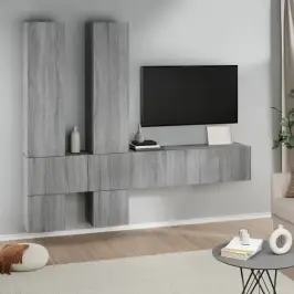 Sienas Tv Skapītis, Pelēka Ozola, Inženierijas Koks Vidaxl