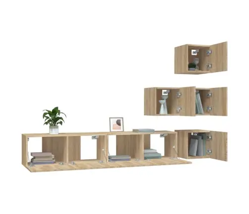 Sienas Tv Skapītis, Ozolkoka Krāsa, Inženierijas Koks Vidaxl