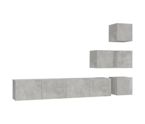Sienas Tv Skapītis, Betona Pelēks, Inženierijas Koks Vidaxl