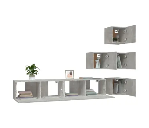 Sienas Tv Skapītis, Betona Pelēks, Inženierijas Koks Vidaxl