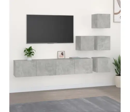 Sienas Tv Skapītis, Betona Pelēks, Inženierijas Koks Vidaxl