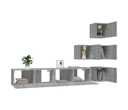 Sienas Tv Skapītis, Pelēka Ozola, Inženierijas Koks Vidaxl