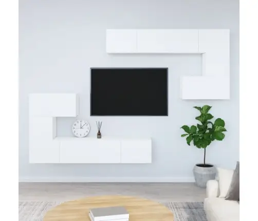 Sieninė Televizoriaus Spintelė, Balta, Apdirbta Mediena