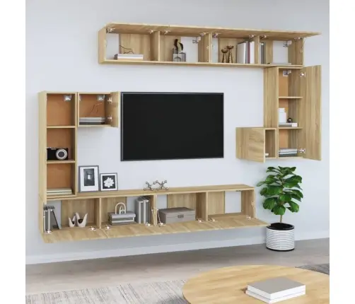 Sienas Tv Skapītis, Ozolkoka Krāsa, Inženierijas Koks Vidaxl
