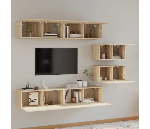 6-Daļīgs Tv Skapīšu Komplekts, Ozola Krāsa, Inženierijas Koks Vidaxl