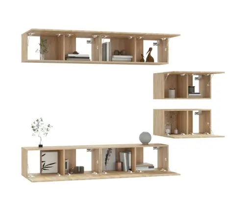 6-Daļīgs Tv Skapīšu Komplekts, Ozola Krāsa, Inženierijas Koks Vidaxl