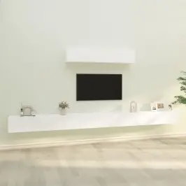 Televizoriaus Spintelių Komplektas, 6 Dalių, Baltas, Mediena