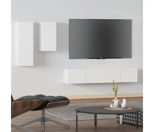 4-Daļīgs Tv Skapīšu Komplekts, Balts, Inženierijas Koks Vidaxl