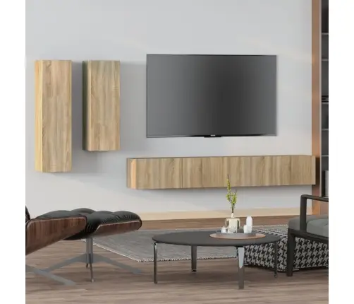 Televizoriaus Spintelių Komplektas, 4 Dalių, Ąžuolo, Mediena