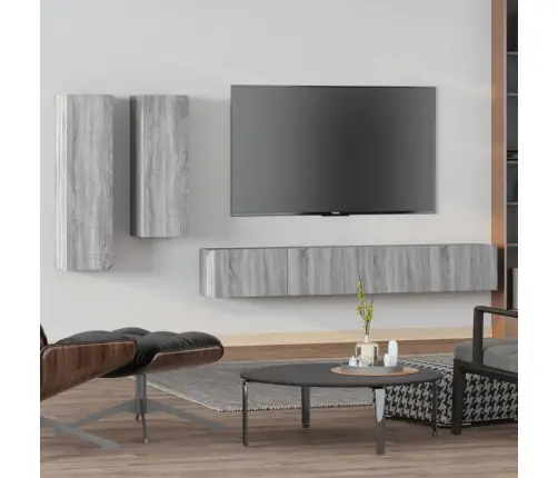 4-Osaline Telerikappide Komplekt, Hall Sonoma Tamm, Tehispuit