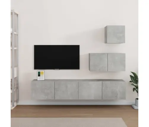 4-Daļīgs Tv Skapīšu Komplekts, Betona Pelēks, Inženierijas Koks Vidaxl