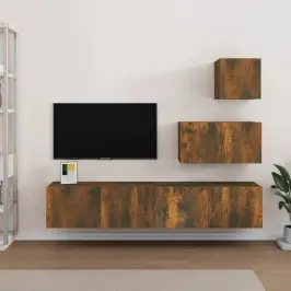 4-Daļīgs Tv Skapīšu Komplekts, Ozola Krāsa, Inženierijas Koks Vidaxl