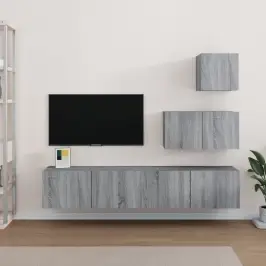 4-Daļīgs Tv Skapīšu Komplekts, Pelēka Ozola, Inženierijas Koks Vidaxl
