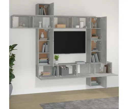 9-Osaline Telerikappide Komplekt, Betoonhall, Tehispuit