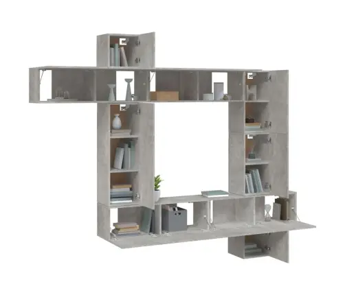 9-Osaline Telerikappide Komplekt, Betoonhall, Tehispuit