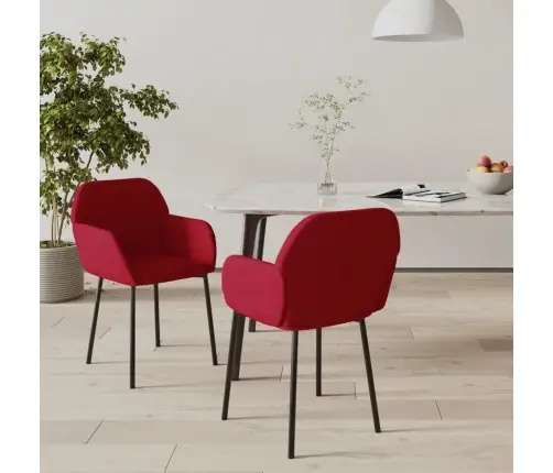 Valgomojo Kėdės, 2Vnt., Raudonojo Vyno Spalvos, Aksomas