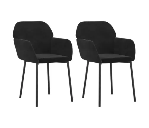 Virtuves Krēsli, 2 Gab., Melns Samts Vidaxl