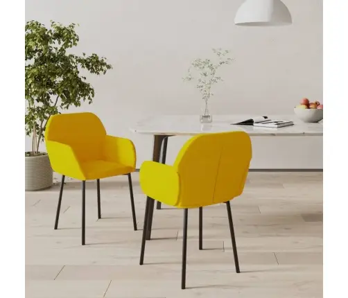 Virtuves Krēsli, 2 Gab., Dzeltens Samts Vidaxl