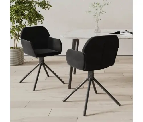 Grozāmi Virtuves Krēsli, 2 Gab., Melns Samts Vidaxl Grozāmi Virtuves Krēsli, 2 Gab., Melns Samts Vidaxl