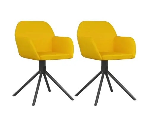 Pasukamos Valgomojo Kėdės, 2Vnt., Geltonos Spalvos, Aksomas