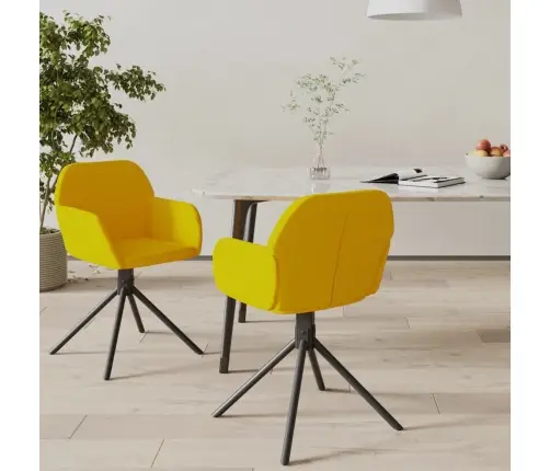 Pasukamos Valgomojo Kėdės, 2Vnt., Geltonos Spalvos, Aksomas