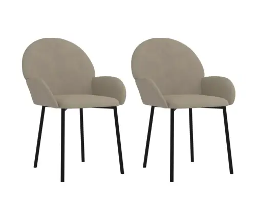 Virtuves Krēsli, 2 Gab., Gaiši Pelēks Samts Vidaxl