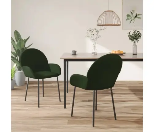 Virtuves Krēsli, 2 Gab., Tumši Zaļš Samts Vidaxl